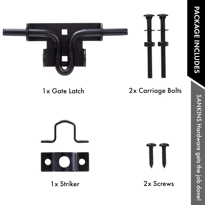 SANKINS Slide Bolt Gate Latch,Sliding Bolt Door Lock with Padlock Hole, Heavy Duty Hardware Gate Latch for Wooden Fence,shed Door,Yard Door,Barn Door,Outdoor Latch| Solid Thickened Steel,Black - Image 5